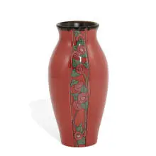 Sara Sax for Rookwood Pottery, rare porcelain Art Deco French Red glaze vase