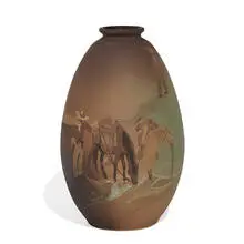 Lonhuda, rare experimental earthenware scenic vase
