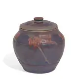 Sadie Irvine for Newcomb College Pottery, earthenware covered box with stylized floral decoration