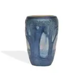 Anna Frances Simpson for Newcomb College Pottery, deeply carved and painted earthenware scenic vase