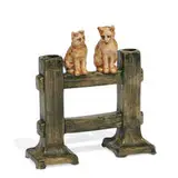 Weller Pottery, Muskota earthenware Cats on Fence figural bud vase