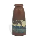 uncommon and very colorful earthenware Iris glaze scenic landscape vase by Edward Diers for Rookwood Pottery, sold Jun 2022