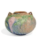 Wisteria earthenware two-handled vase by Roseville Pottery, sold Jun 2022