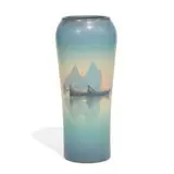 tall earthenware Vellum glaze vase by Carl Schmidt for Rookwood Pottery, sold Jun 2022