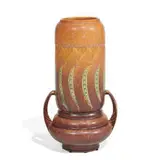 Falline two-handled earthenware vase by Roseville Pottery, sold Jun 2022