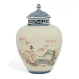 William E. Hentschel for Rookwood Pottery, Decorated Porcelain lidded scent jar