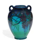 twin-handled porcelain vase by Edward T. Hurley for Rookwood Pottery, sold Jun 2022