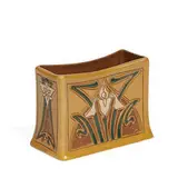 attribution H. Smith for Roseville Pottery, Della Robbia rectangular earthenware letter holder