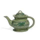 Della Robbia earthenware lidded teapot by Roseville Pottery, sold Jun 2022
