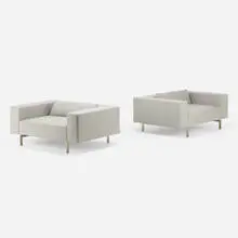 Fabien Baron, armchairs, pair, c. 2012, upholstery, matte chrome-plated steel