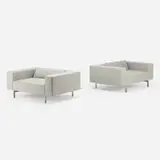 Fabien Baron, armchairs, pair, c. 2012, upholstery, matte chrome-plated steel