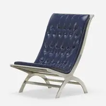 John Vesey, Maximilian lounge chair, c. 1958, aluminum, Hermès leather, steel mesh