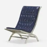 John Vesey, Maximilian lounge chair, c. 1958, aluminum, Hermès leather, steel mesh