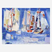 Sword-Fishing Fleet by Vaclav Vytlacil, 1965, oil on canvas, sold Nov 2020