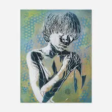 C215, Boy Figure, 2009, spray paint on wood panel