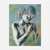 C215, Boy Figure, 2009, spray paint on wood panel