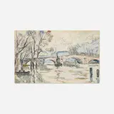 Paul Signac, Untitled (Le Pont Neuf, Paris), c. 1925, graphite, watercolor and gouache on laid Van Gelder Zonen paper