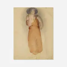 Auguste Rodin, Carmen, c. 1906-1908, graphite, watercolor and gouache on paper