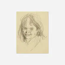 Robert Henri, Laughing Girl, c. 1910, graphite on paper