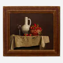 Willem Dolphyn, Still Life with Strawberries, 1988, oil on board