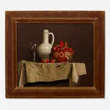 Willem Dolphyn, Still Life with Strawberries, 1988, oil on board