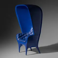 Showtime armchair by Jaime Hayón, 2006, lacquered fiberglass, leather, sold Sep 2020