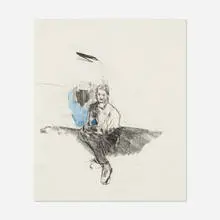 The Way He Sits by Hernan Bas, 2008, graphite, charcoal and acrylic on paper, sold Sep 2020