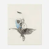 Hernan Bas, The Way He Sits, 2008, graphite, charcoal and acrylic on paper