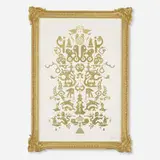 Ryan McGinness, Reasoned Relationships vs. Illogical Love, 2007, 24-karat gold leaf on paper with matching 24-karat gold leaf frame