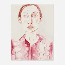 Anh Duong, Drawing Self-Portrait with Prada Shirt, 2003, oil on paper