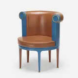 Bruno de Caumont, Tournant Spinning armchair, c. 2005, lacquered wood, leather, brass