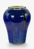 Len Castle, Good early Crum Brickworks cobalt-blue, salt glaze ovoid vase