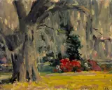 William Posey Silva, Moss - Garden of Dreams (No. 775), 1927; Hanging Moss - Garden of Dreams (No. 1183), 1927 (a pair), oil on canvas on board