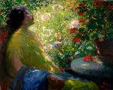 California School, Lady Seated in a Garden