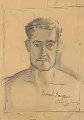 Robert Lee Eskridge, A Portrait of Emile Marae a Tai Gauguin, pencil on paper