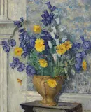 George Laurence Nelson, Foxgloves and Daisies, oil on canvas