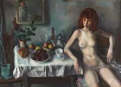 Interior Scene with a Seated Female Nude by Francis de Erdely, oil on canvas, sold Dec 2007