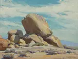 Desert Boulders by Victor Forsythe, oil on canvas board, sold Dec 2007