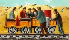 A Speeder and Workers (No. 8901) by Edwin L. Fulwider, oil on masonite, offered Dec 2007
