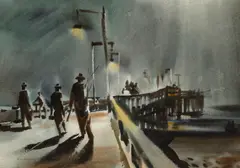 Rex Brandt, Evening's Catch from the Wharf, watercolor on paper