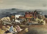Millard Sheets, Threshing Wheat