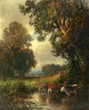 William Hart, Autumn Landscape, oil on canvas