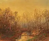 William Louis Sonntag, Two Figures by a Stream in the Woods