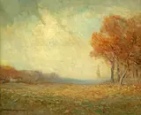 Benjamin Eggleston, Autumn Fields, Landscape with a Woman, and Landscape: three, i)oil on canvas; ii)oil on canvas; iii)oil on board