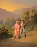 Johan Mengels Culverhouse, Children Walking Down a Path, oil on canvas