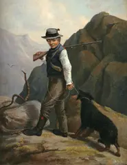 James Long Scudder, Peleg White (The Jolly Old Hunter), oil on board laid to board