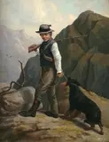 James Long Scudder, Peleg White (The Jolly Old Hunter), oil on board laid to board
