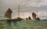 Arthur Quartley, Fishing Boats Hauling in the Nets, oil on canvas