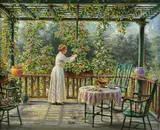 Edward Lamson Henry, The Artist's Wife Clipping Flowers