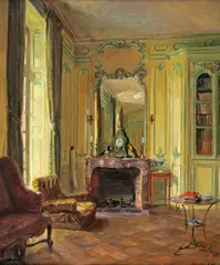 Library at Bréau by Walter Gay, oil on canvas, sold Nov 2007